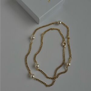 323 Swarovski Pearl Necklace Gold Plated Chain